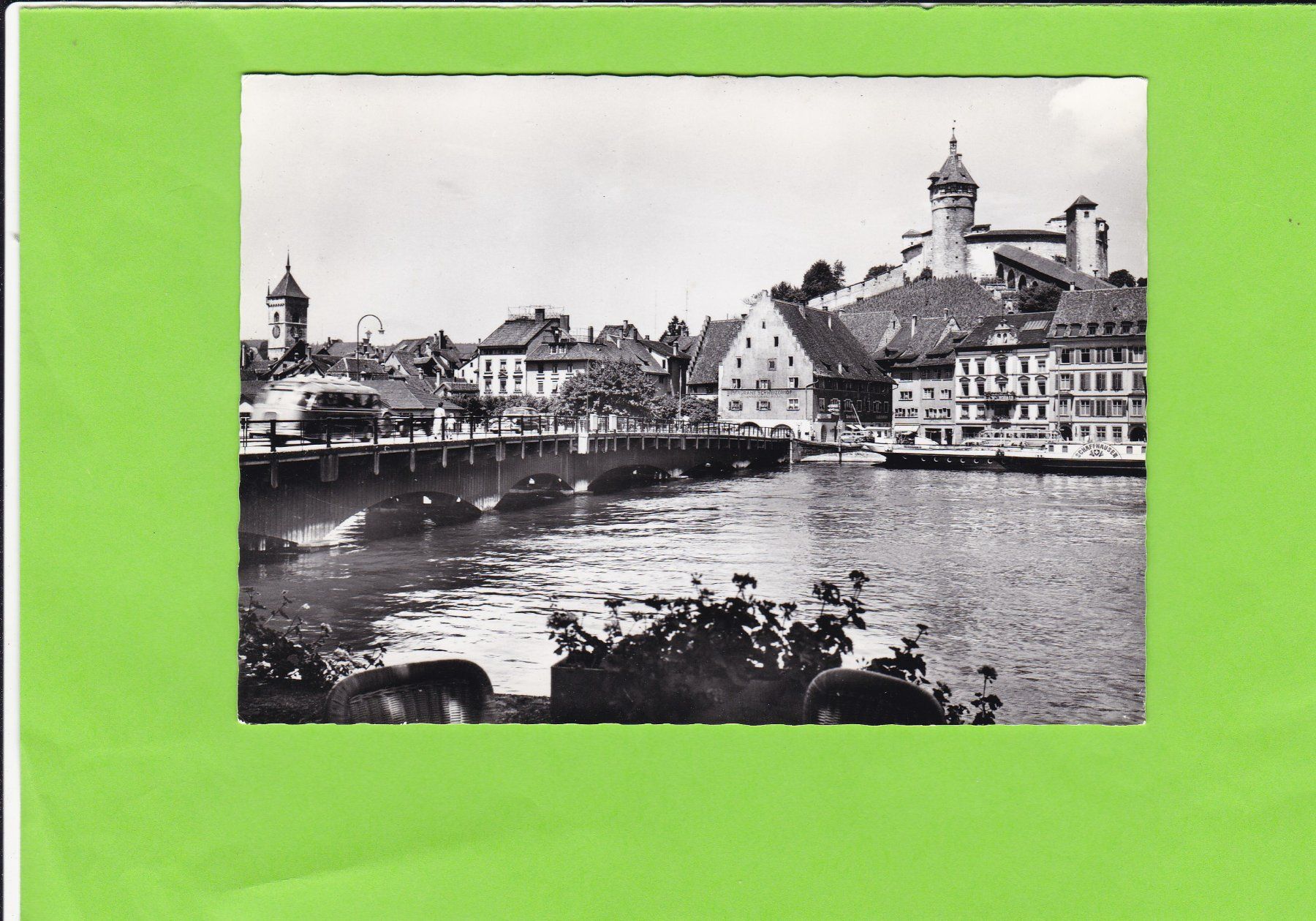 Ansichtskarten: Schaffhausen-Munot-Brücke-Oldtimer – Gebraucht aus St. Peterzell von neckertal