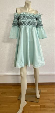 HUGO BOSS Kleid Off-Shoulder Sommerkleid Mintgrün, Gr. 36