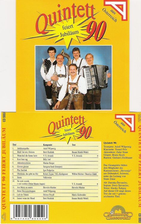 CD: CD Quintett 90, Oberkrainer, Volksmusik, Stimmung, Tradition – Nuovo (secondo la descrizione) da Wuerenlos venduto da Zoechi 2