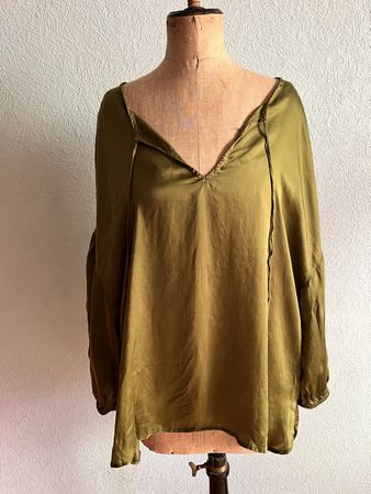 Chemisier vert kaki taille 4 100% viscose