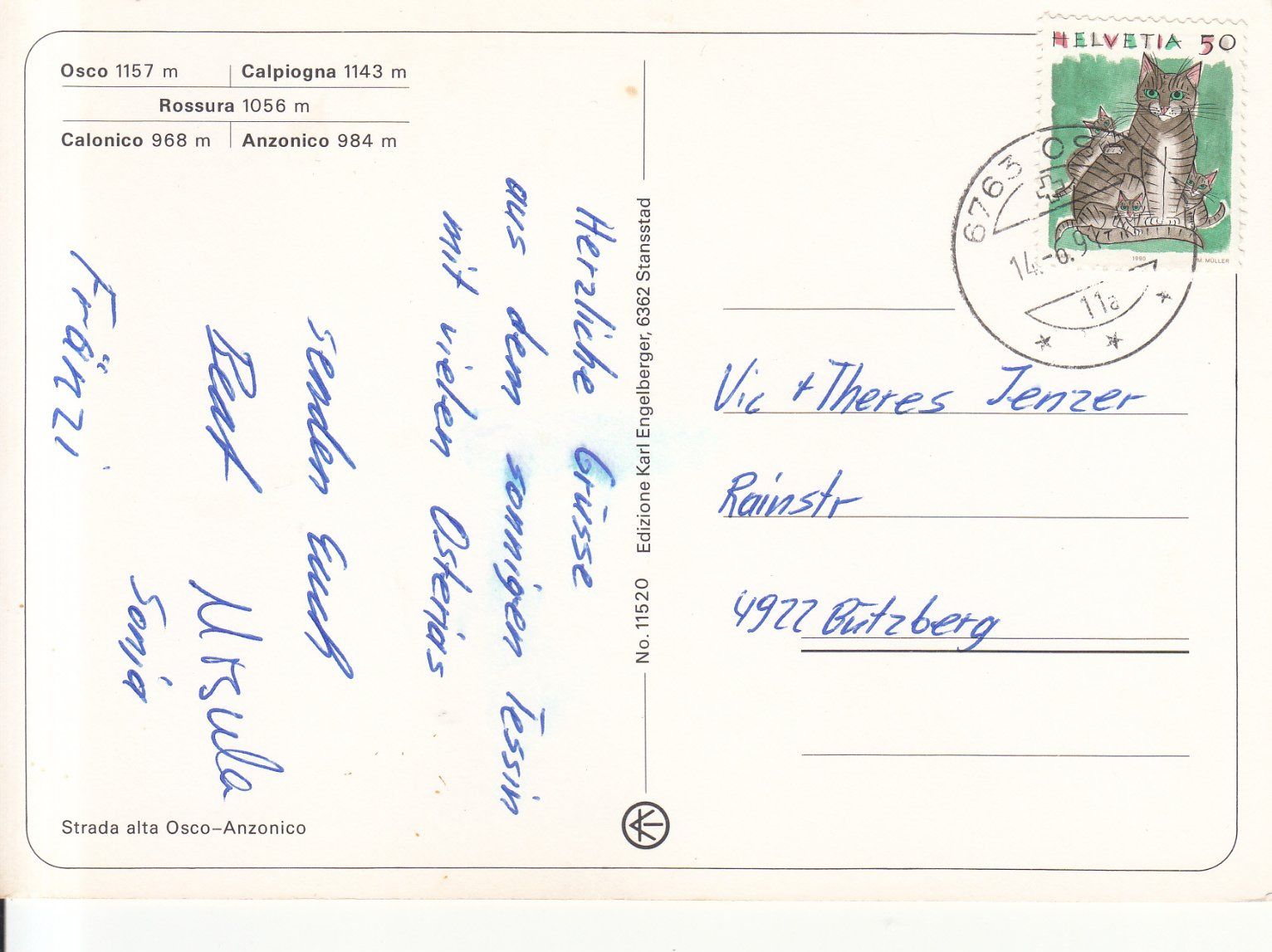 Cartoline postali: Valle Leventina 1991 – Usato da Bürglen TG venduto da StampGraf 1