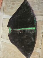 Vintage Cape aus Kunstfell – Dunkelbraun mit grünem Futter