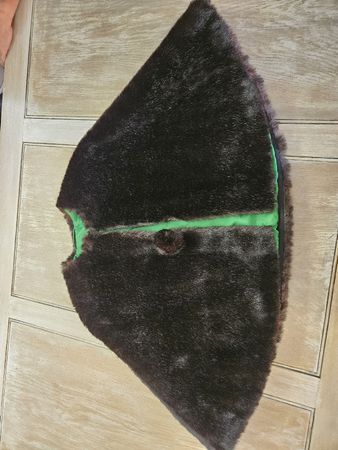 Vintage Cape aus Kunstfell – Dunkelbraun mit grünem Futter