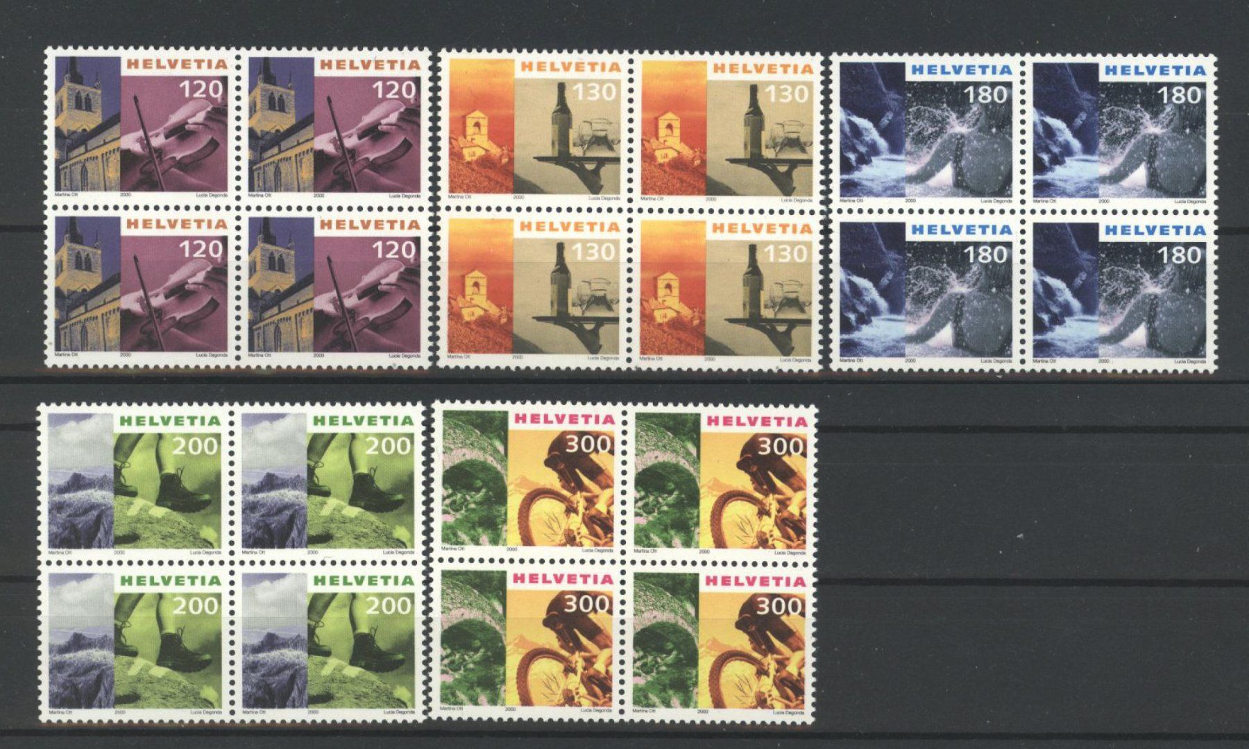 Tutti i francobolli: 2000, Dauermarken Tourismus, Viererblöcke ** – Usato da Willisau venduto da Vollstempel