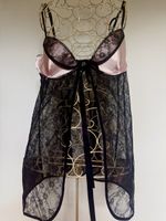 Babydoll Victoria's Secret schwarz rosa Spitze 36B neuwertig
