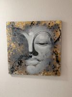 Wandbild Buddha Motiv grau gold 100x100cm