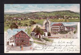 Gruss aus Gränichen AG, 1902, ʘ Gränichen+Glarus, ohne Marke