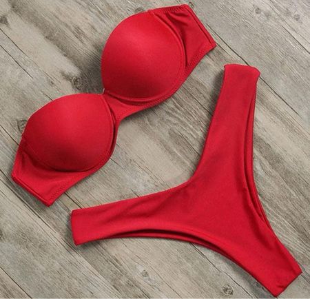 Neu Bikini in Rot mit Bügel Gr M