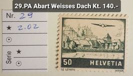 MA63) F29.2.02., Flugpostmarke Abart, weissem Dach Kt. 140.-