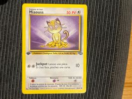 Pokemon Miaouss 1.Edition Non Holo Jungle Französisch