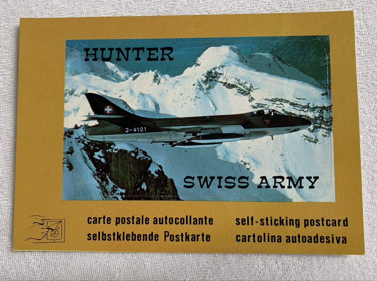 Ansichtskarten: Selbstklebende Postkarte Hawker Hunter  – Gebraucht aus Esslingen von Gargamel011