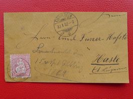 1882: Nr.46 Faser auf Brief von EINSIEDELN nach HASLE (LU)