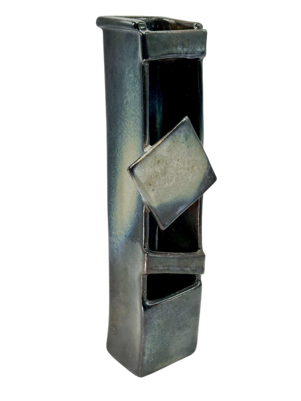 Vasen & Gefässe: Vase design abstrait géométrique en grès émaillé, signé MY – Gebraucht aus Morges von vintix 2