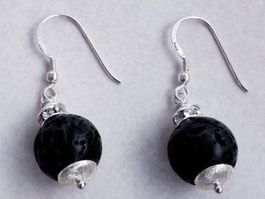 Silber Ohrhänger mit Lavastein und Swarovski Ring