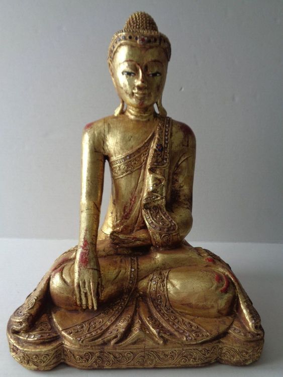 Schöner Alter Sitzender Buddha Aus Holz Vergoldet , Schwerin | Kaufen ...