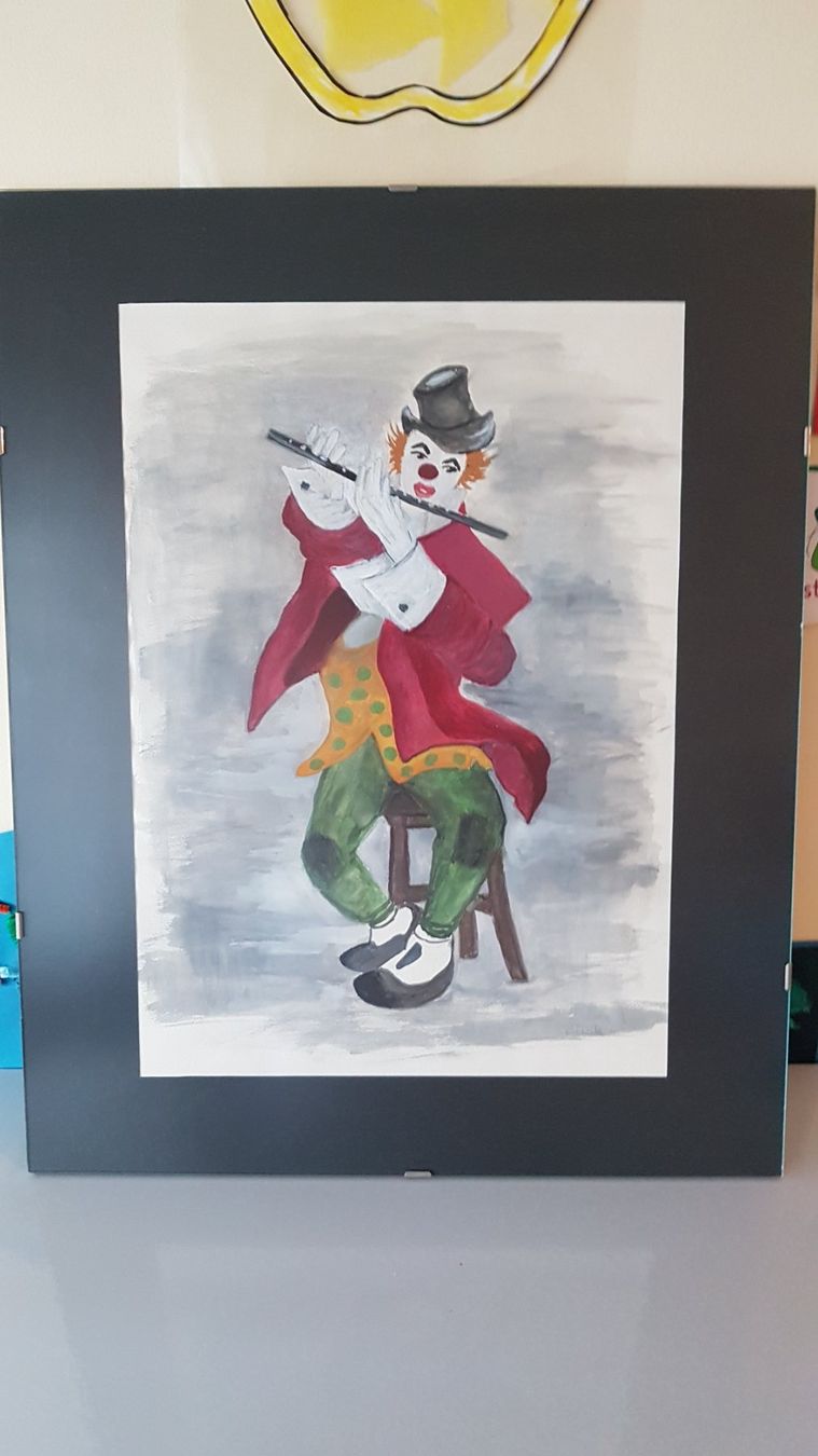 Dipinti: Wunderschönes Aquarell "Clown mit Flöte" – Usato da Glattbrugg venduto da casabelavista