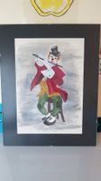 Wunderschönes Aquarell "Clown mit Flöte"