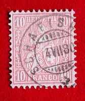 SITZENDE HELVETIA 38 VOLLSTEMPEL SCHAFISHEIM AARGAU 1880