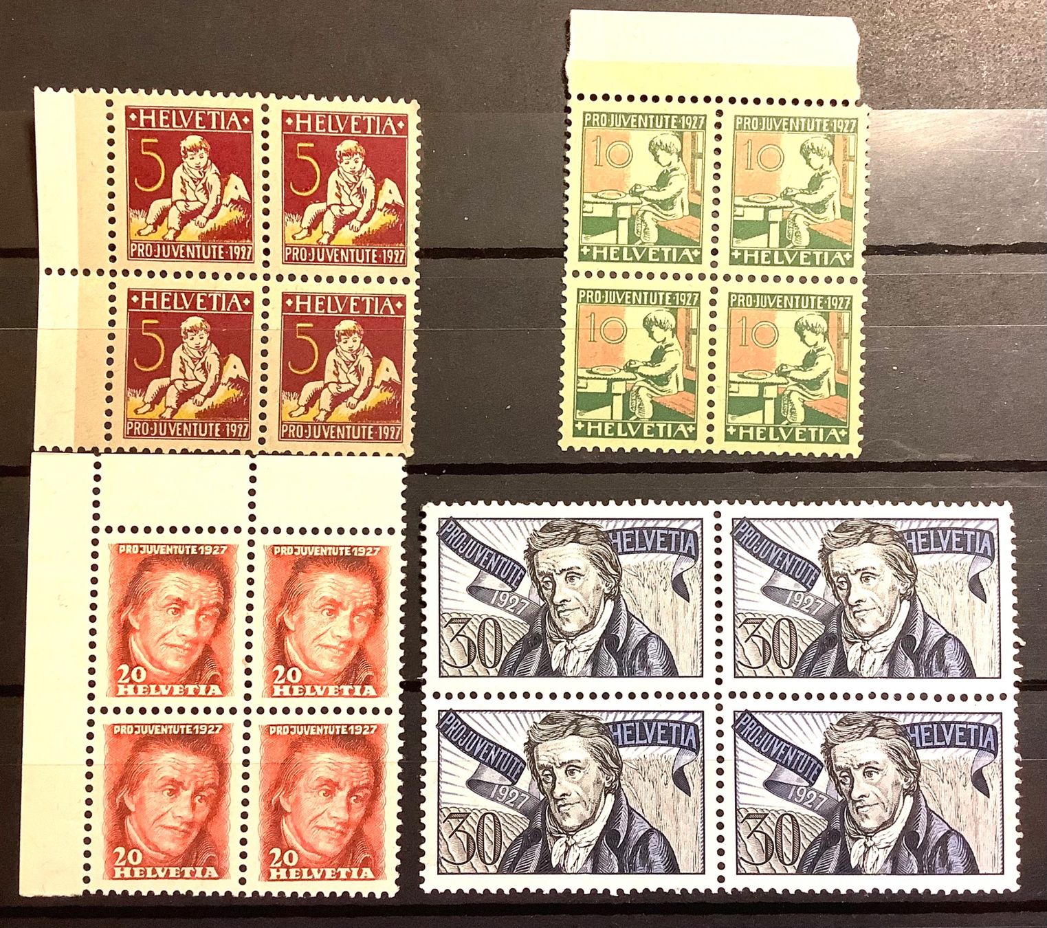 Tutti i francobolli: 1927 Pro Juventute Viererblock Satz ** – Nuovo (secondo la descrizione) da Liestal venduto da Skunk02