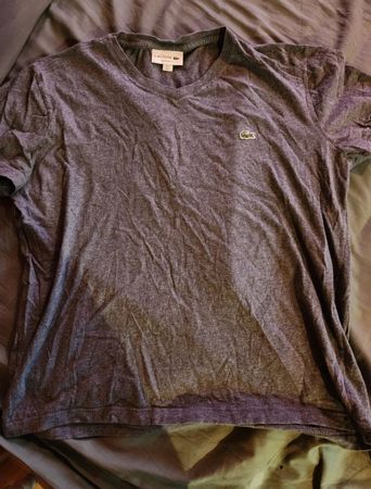 T-shirt Lacoste Homme, Gris Chiné, Taille L, État Impeccable
