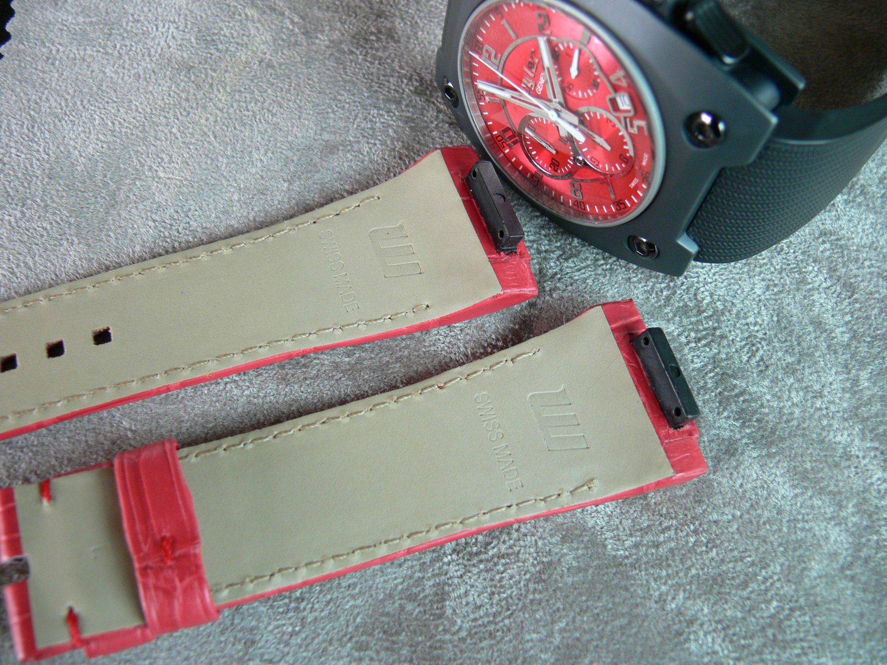 Bracciali & Braccialetti: Wyler Code R Strap Belt Kroko-Band Rot Large - lange Grösse – Nuovo (secondo la descrizione) da Remigen venduto da Kelias 3