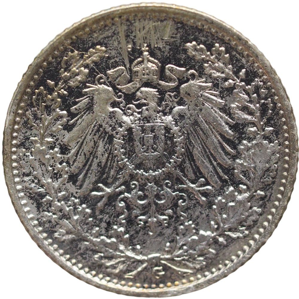 Tutti le monete: Deutschen Reich  1/2 Silber Mark 1917 G – Usato da Liestal venduto da fibonaccis 1
