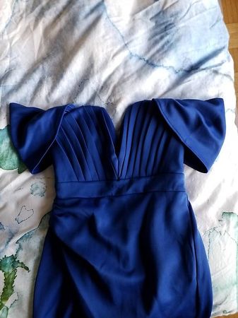 langes edles Abendkleid saphirblau Grösse M