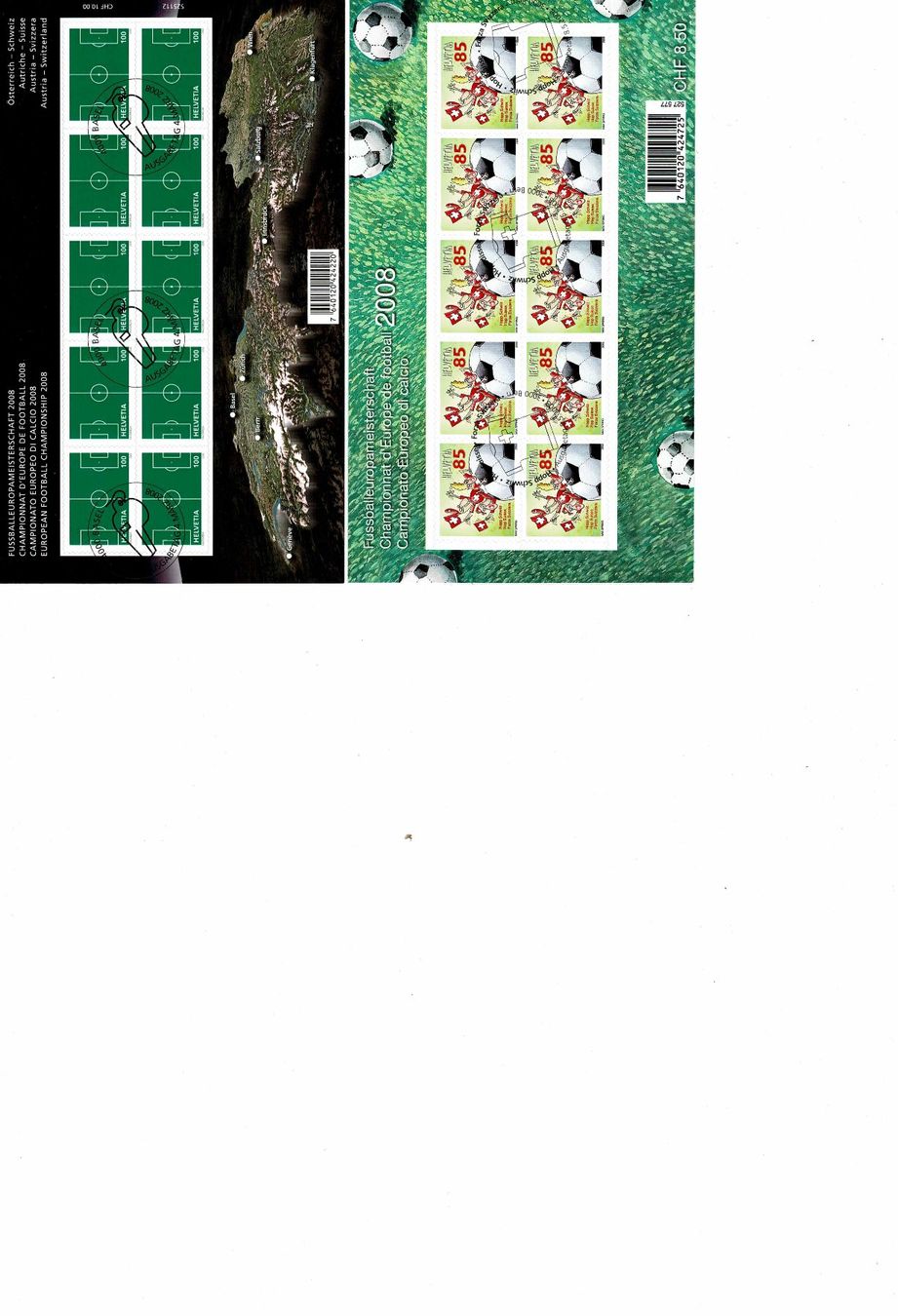 Alle Briefmarken: Fussballeuropameisterschaft 2008 2 KB – Gebraucht aus Lausanne von Whorvath