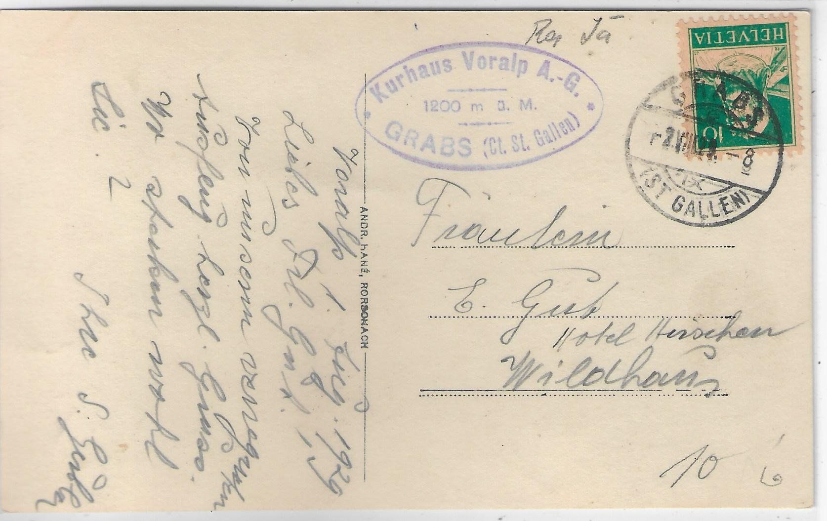 Cartoline postali: Kurhaus Voralp Grabs – Usato da Ettingen venduto da Kartenplanet 1