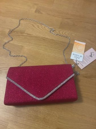 Glitzer Clutch Tasche mit Kette, neu