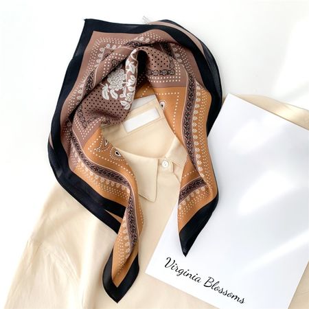 New 53cm Silk Scarf Paisley Brown Bandana Virginia Blossoms