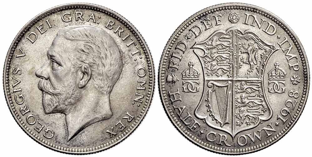 Tutti le monete: Großbritannien, 1/2 Corona 1928 – Usato da Chiasso venduto da Novamarketing