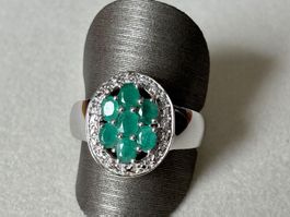Ring Smaragd, Silber 925, Gr. 60