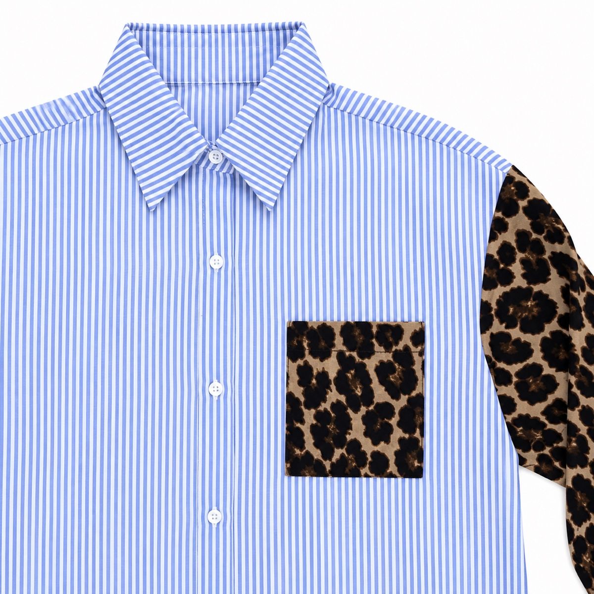 Blusen: Blau Weiss Gestreiftes Hemd mit Leo Muster – Neu (gemäss Beschreibung) aus Aarberg von LovelyThings_ 3