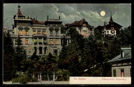 Mondschein-AK St. Gallen, Villenquartier Rosenberg