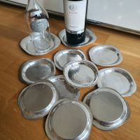 14 Vintage Silber Untersetzer gehämmert: 2gross-12für Gläser