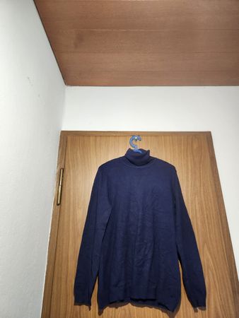 Pull  Laine/ cachemire col roulé bleu marine 50(L)