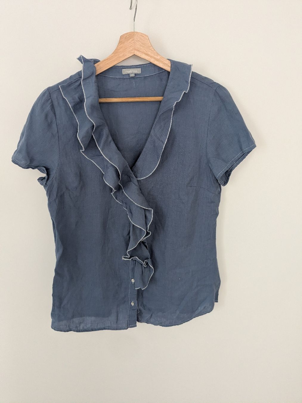 Camicette: Moddison Leinenbluse Gr.38, Sommerbluse mit Rüschen! – Usato da Rorschach venduto da olg_5qq2 1