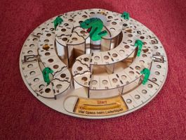 Leiterlispiel Holz natur 3D, mit Kugeln und Würfel aus Holz