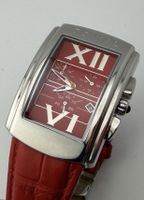 Jovial unisex  rot Lederarmband Edelstahl Chronograph