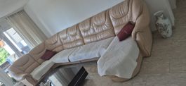 Ecksofa Leder Beige gebraucht Länge 4.10 m x 1.90 m