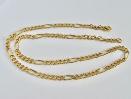 Kräftige Figaro Kette, 54 cm, Messing vergoldet
