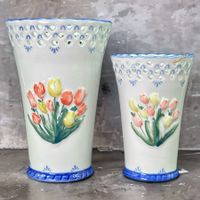 2 vases Royal Twickel Tulip Delftware peint à la main