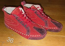 Schnürschuhe aus Leder rot Grösse 36