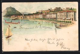 Litho Lugano, Hafenpartie mit Hotel Walt