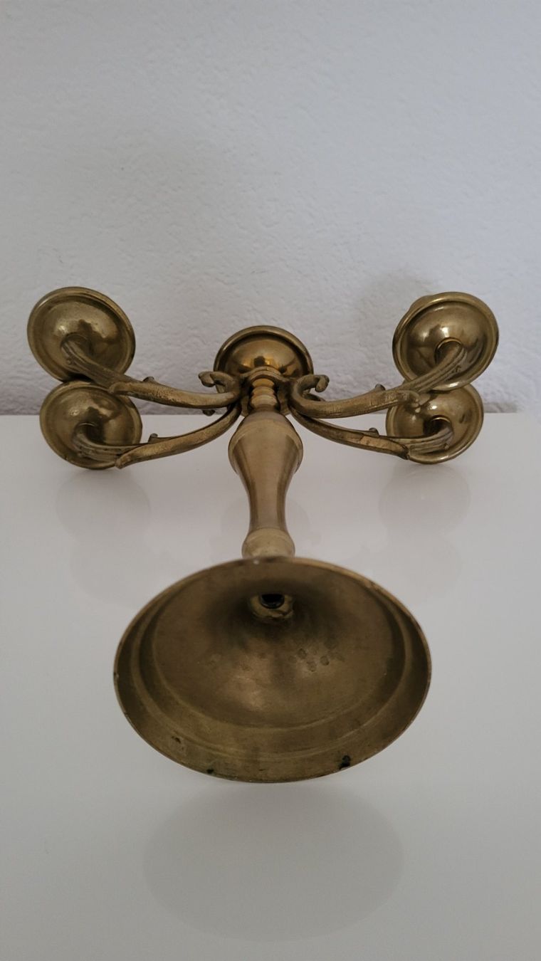 Portacandele: 5flamiger Messing Kerzenständer, H 27cm, B 21cm – Usato da Turgi venduto da rut_p556 2