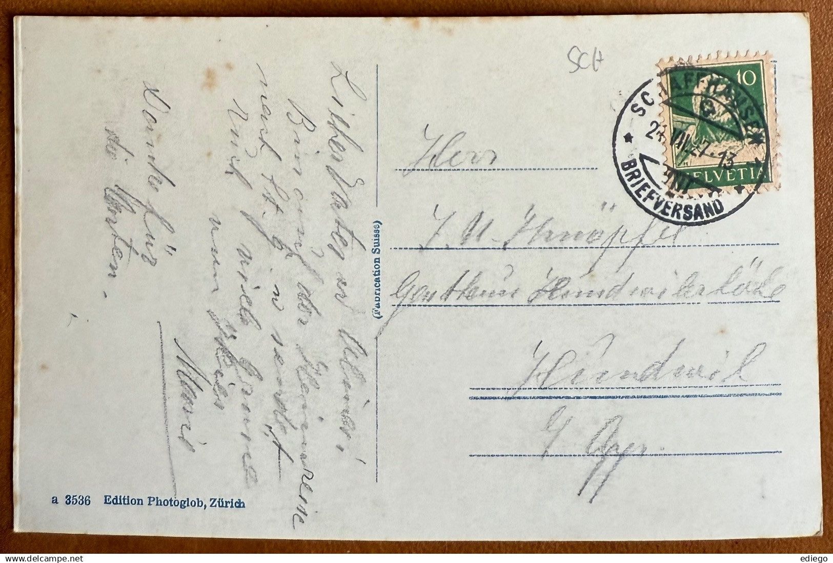 Cartoline postali: SCHAFFHAUSEN - Dampfschiff 1927 – Usato da Lutry venduto da Ediego 1