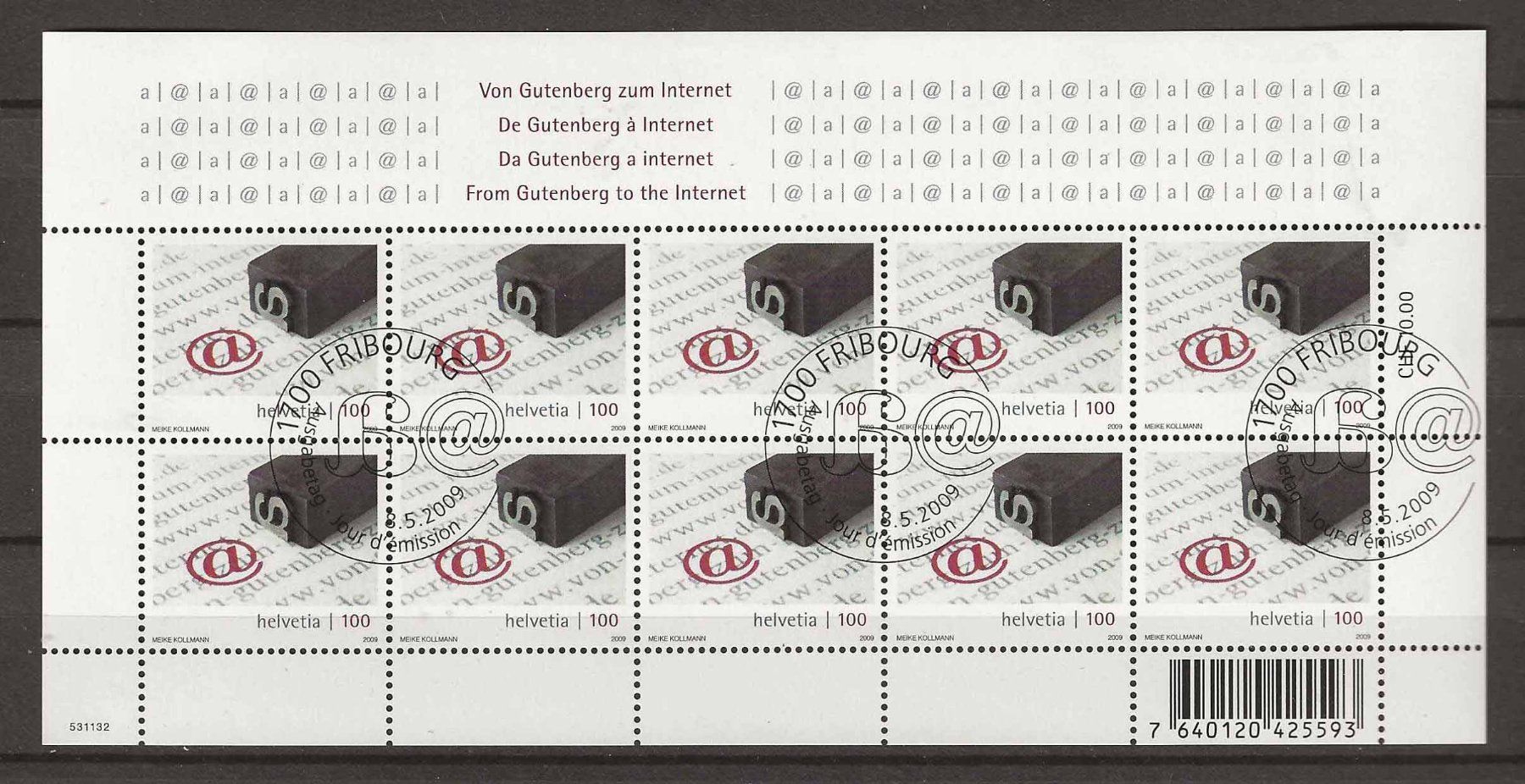 Tutti i francobolli: M1311 - Feuillet de Gutenberg à Internet 1er jour – Usato da Trélex venduto da Phil_Albert