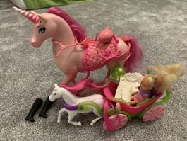Barbie Set Puppen Fahrrad Einhorn Kutsche gebraucht