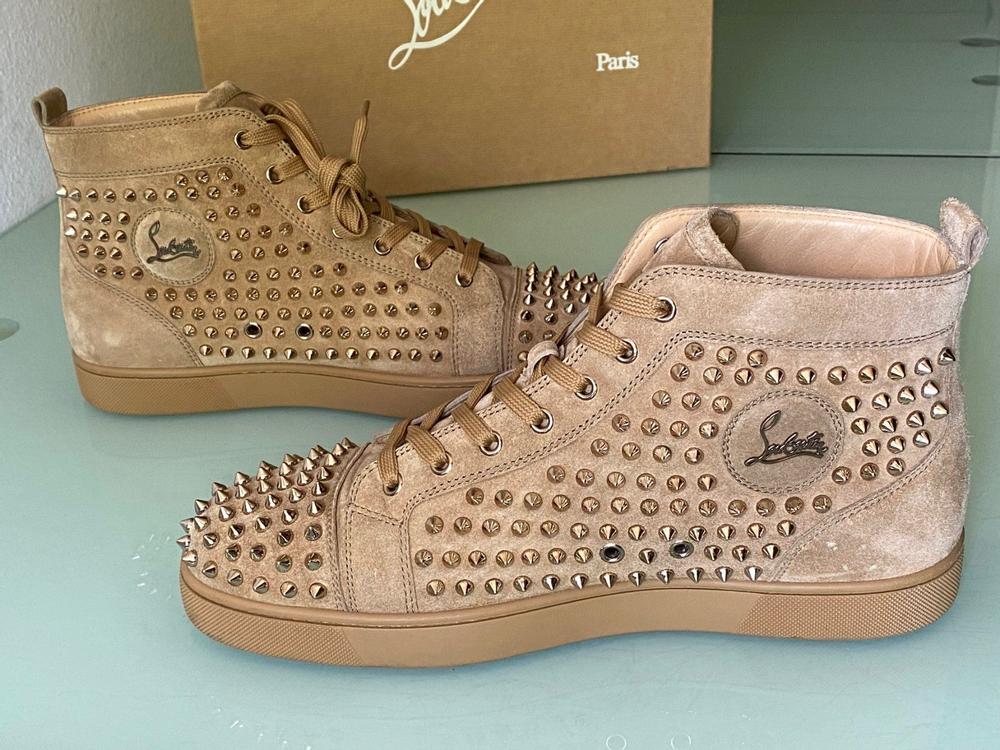 CHRISTIAN LOUBOUTIN SCHUHE LOU SPIKES SNEAKER 45 LEDERSCHUHE AUS